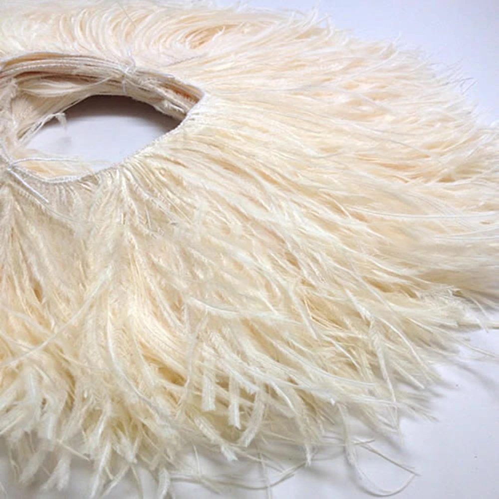 High Quality Ostrich Feather Trim Fringe Long Ostrich Feather Ribbon Trimming for Party Dress Sewing Wedding Accessories 10-22cm