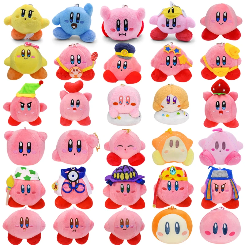 Kawaii Kirby Waddle Dee Soft Plush Key Chain Toy Cute Stuffed Hamburger Kirby Peluche Pendant Doll Birthday Gift Boys Girls