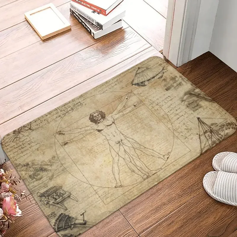 1PC Custom Vitruvian Man Doormat Anti-Slip Entrance Bath Kitchen Floor Door Mat Leonardo Da Vinci Bedroom Balcony Carpet Rug