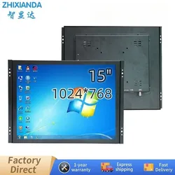 Zhixianda 15 Inch 4:3 1024*768 Open Frame Industrial Display Resistive Capacitive Touch Screen Monitor With AV BNC VGA HDMI USB