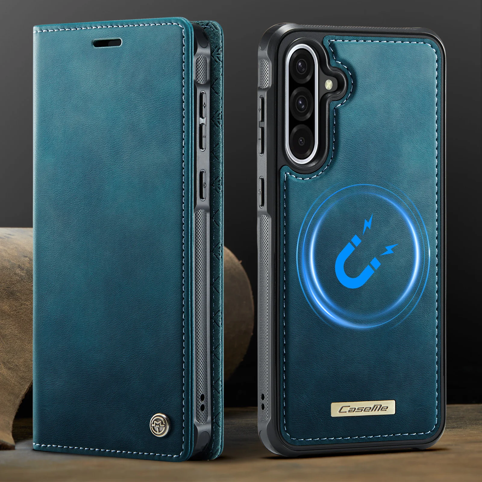 

S25FE, CaseMe-C49 Flip Book Style 2 in 1 Leather Case For Samsung Galaxy S25 Ultra S24+ S23 S22 New Flip Wallet Card Stand Cover