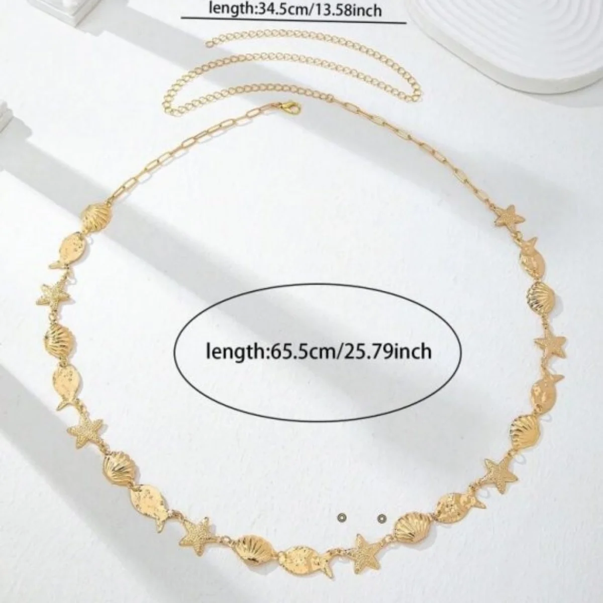 Metallische Seestern-Muschel-Taillenkette für Damen und Herren, trendige Sommer-Strand-Ozean-Seestern-Bauchkette, böhmischer Körperschmuck – Detail 27