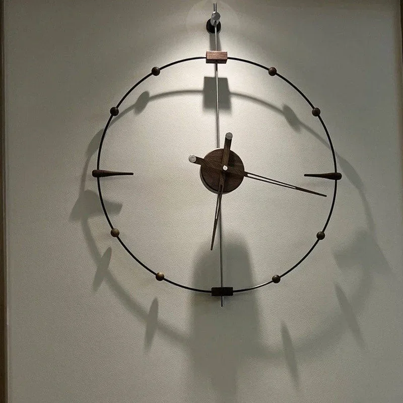 Minimalist Wall Clock Luxury Silent Solid Wood Pure Copper Hanging Clock Creative Art Clocks Large Modern Home Wall Decoration