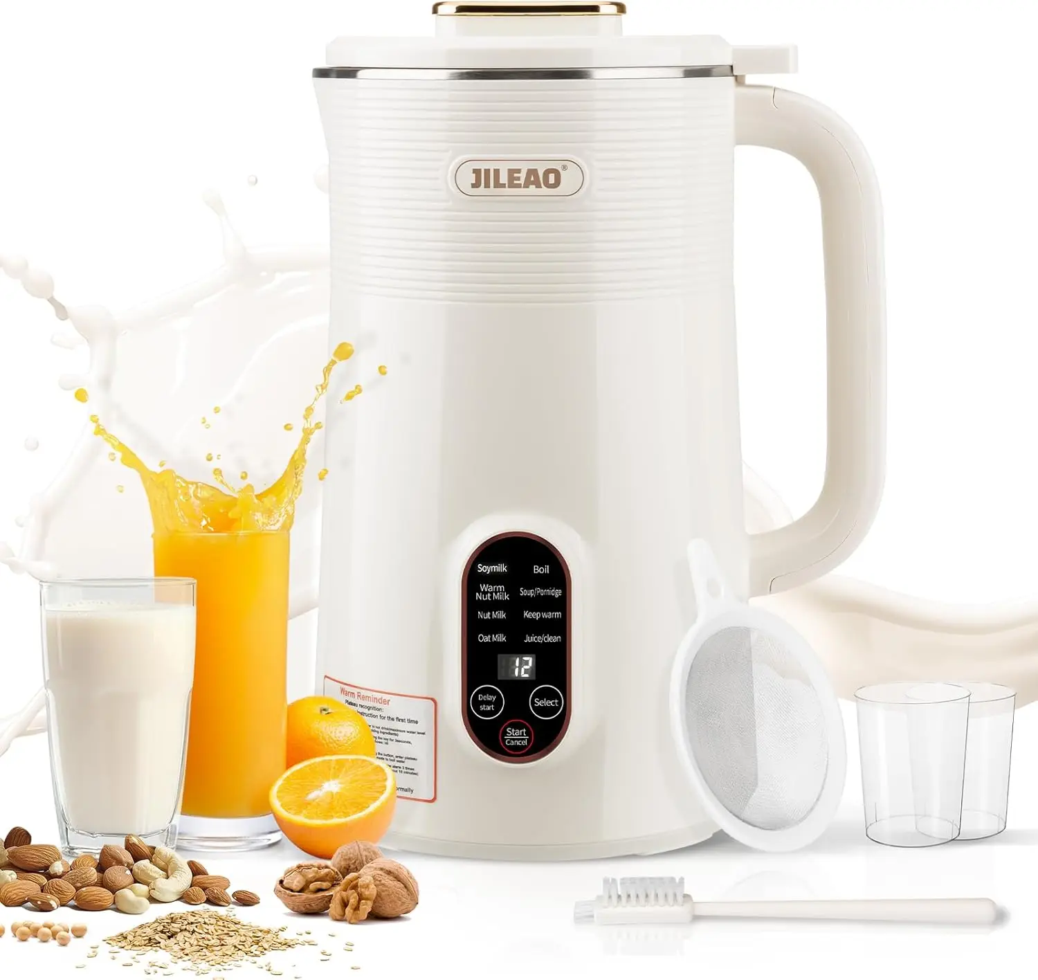 

10 in 1 Almond Milk Maker & Nut Milk Maker Machine, 35oz Automatic Soy, Oat, Coconut Milk, Juice & Porridge Maker with 8 Blades,