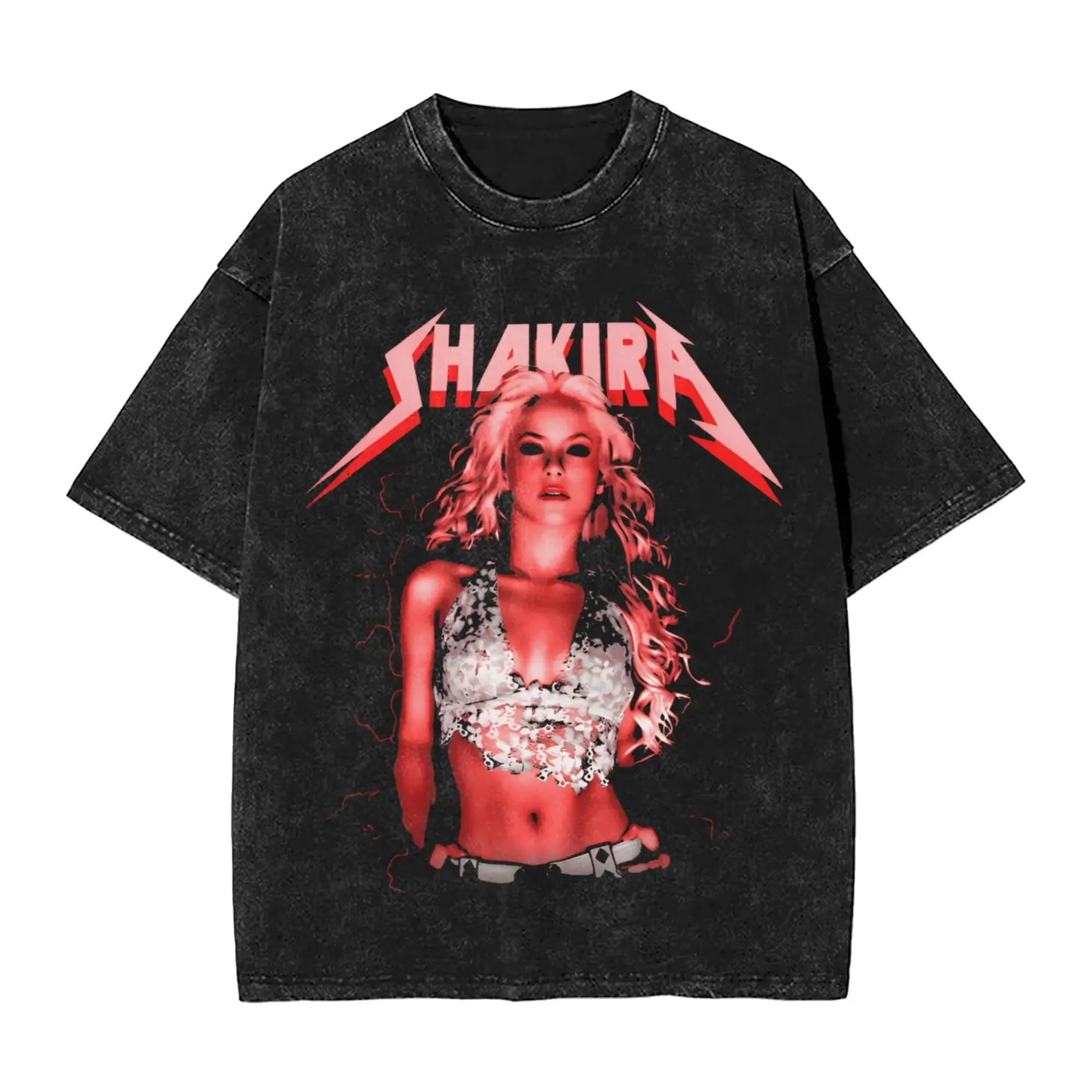 Hot Sale Shakira Las Mujeres Ya No Lloran World Tour 2026 Apparel Graphic Print T-Shirt Men Women Retro Washed Cotton Summer Tee - view 2