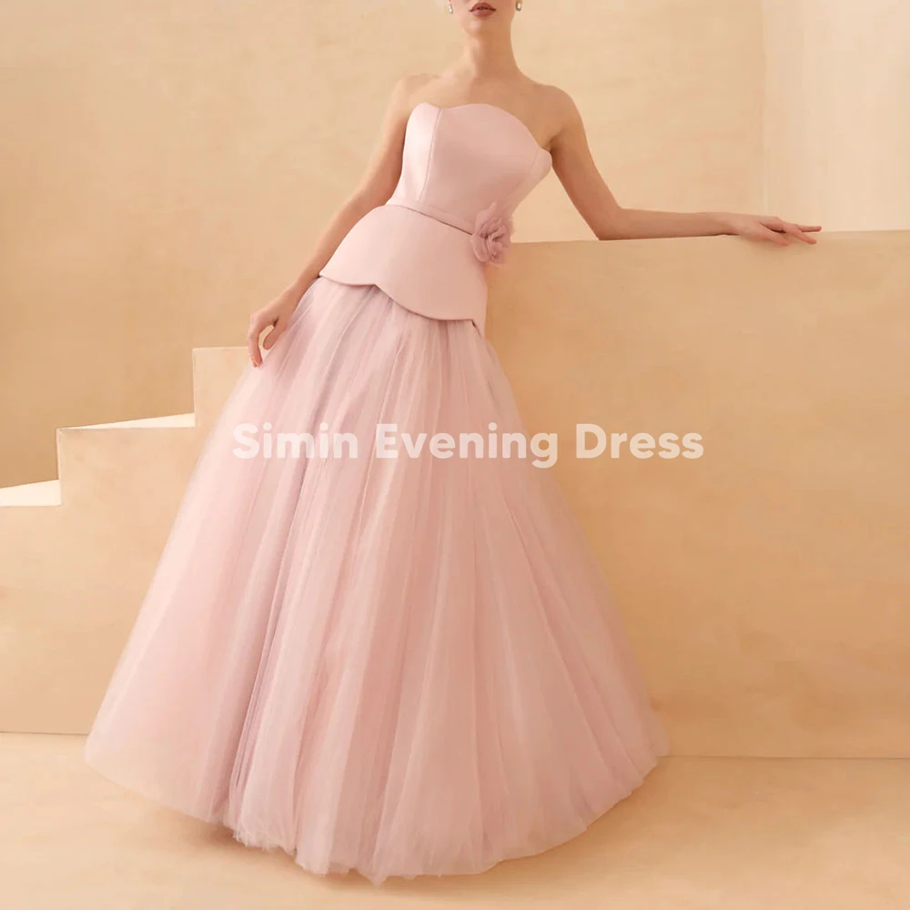 

Simin Women's 3D Flower Sashes Strapless A Line Customized Evening Dresses Sleeveless Floor-Length Formal Elegant Dresses 2025