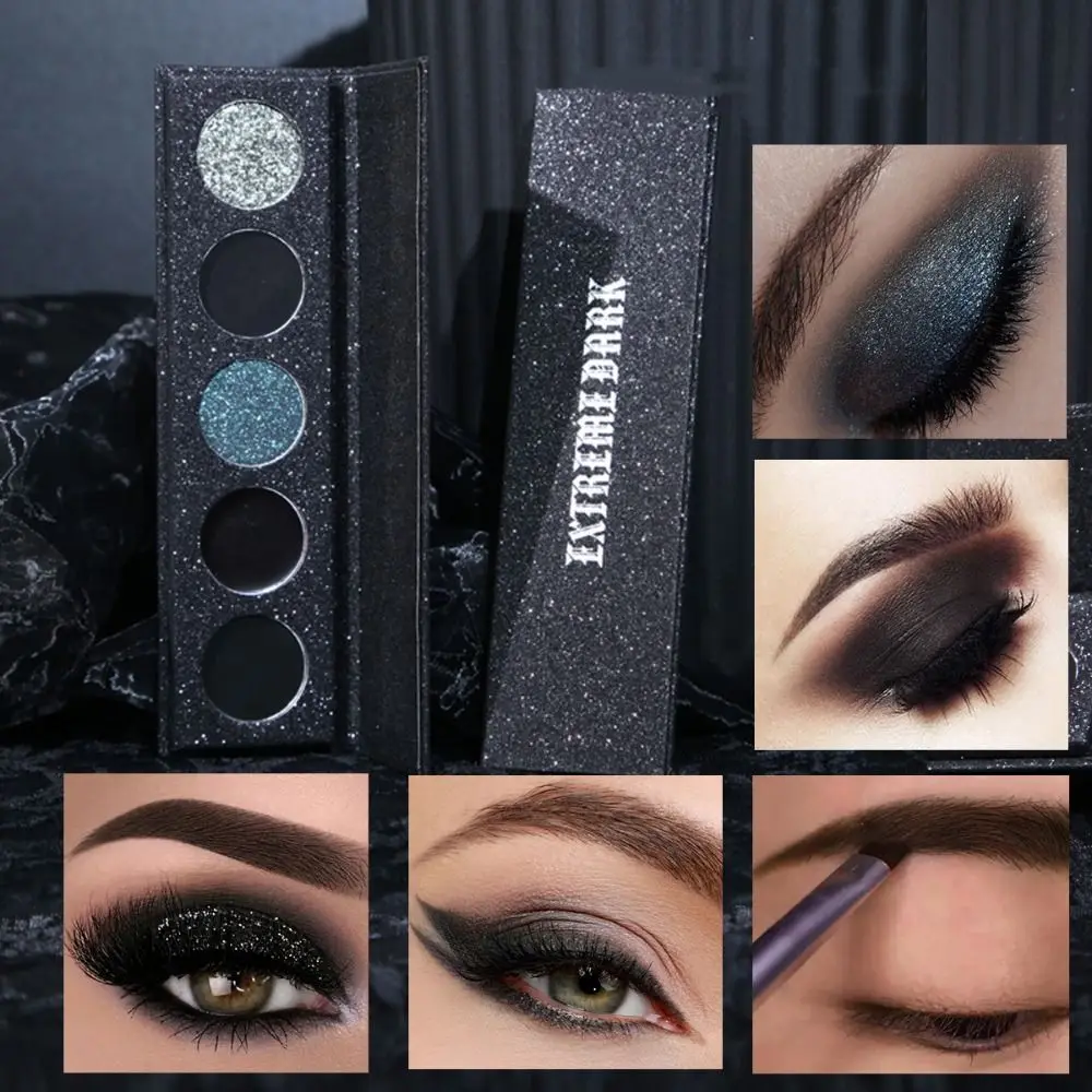 

Exaggeration Intense Dark Eyeshadow Palette Easy To Color Boldness 5-Color Eyeshadow Palette Long-Lasting Waterproof