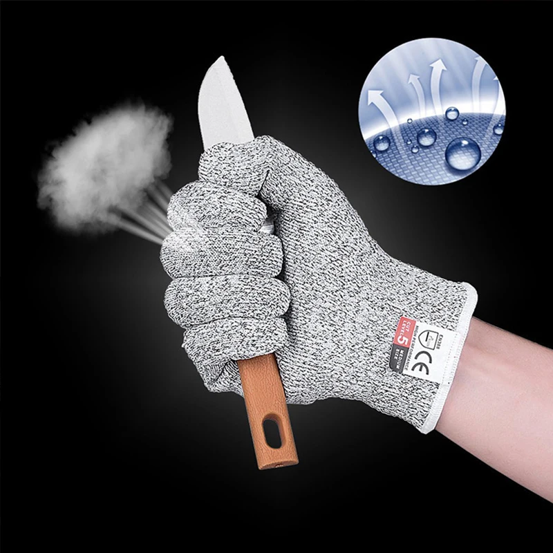 Grade 5 HPPE Anti-Cut Gloves Kitchen Gardening Anti-Cut Knitted Gloves Anti-Thorn Wear-Resistant Glass Building Cutting Gloves