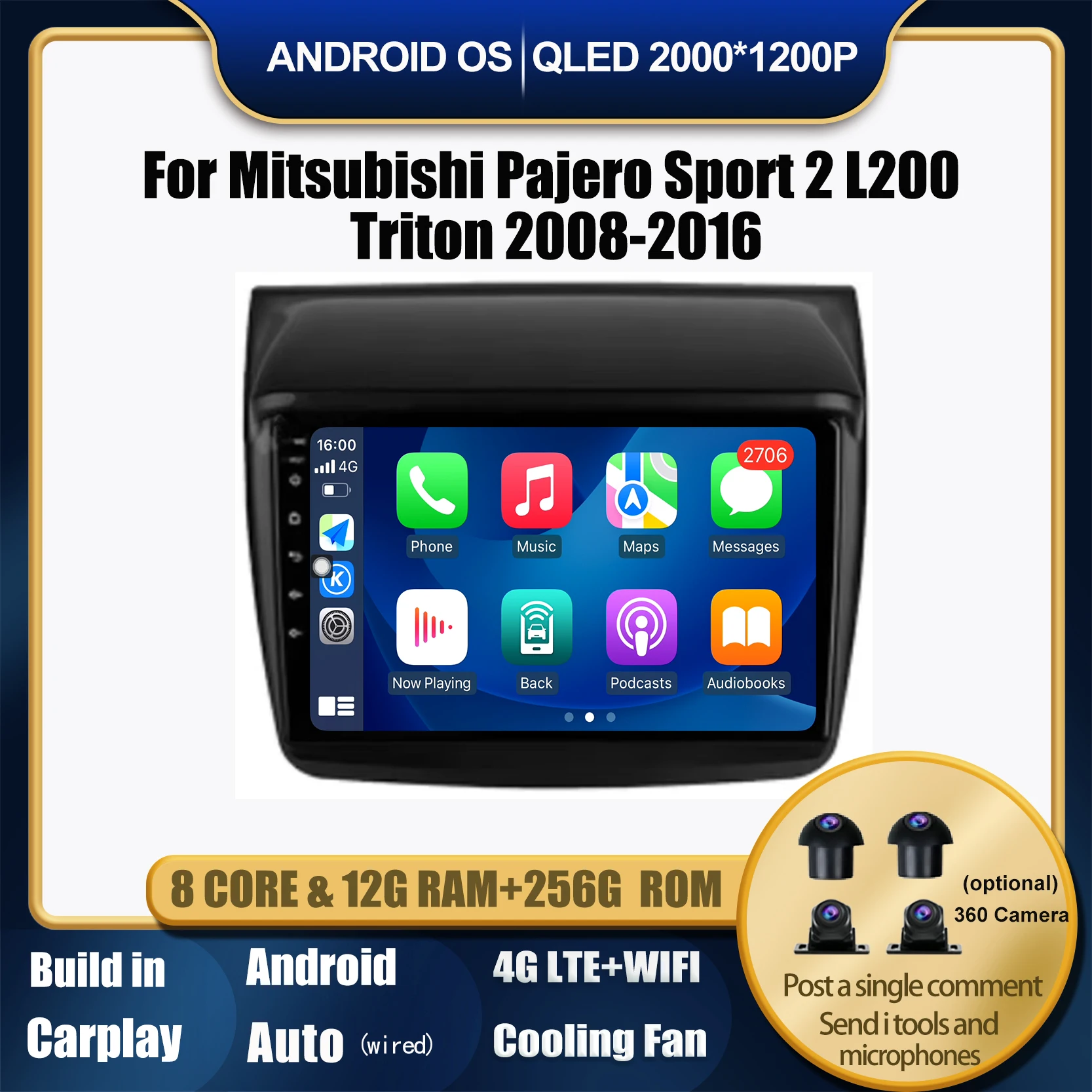 

Android 14 Car Radio For Mitsubishi Pajero Sport 2 L200 Triton 2008 - 2016 Multimedia Player GPS Navigation NO 2din DVD Tools