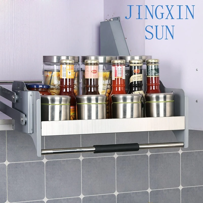Kitchen cabinet lifting basket seasoning Storage rack hardware elevator 202/304 stainless steel W36/46/56/66/71/76/86*D28*H44 cm