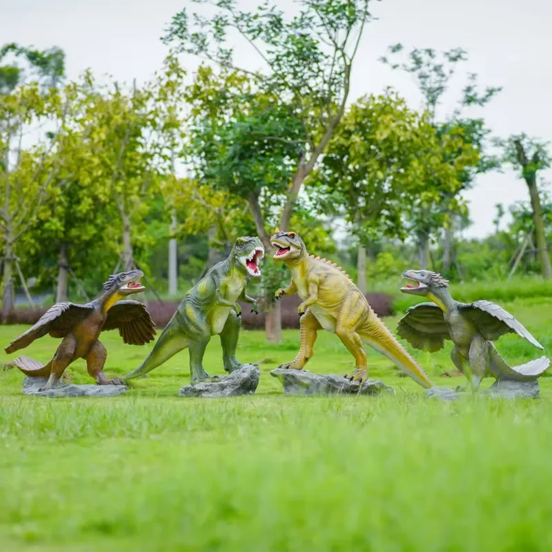 Outdoor Life Size Dinosaur Statue Fiberglass Animal Decoration Theme Park Zoo Landscape Decoration Large Dinosaur Sculptures