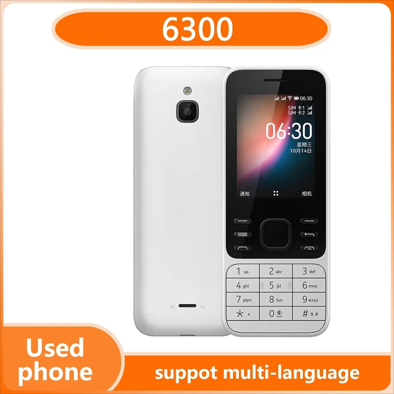 Finland made 6300 4G Feature Phone Dual SIM  Multilingual 2.4 Inch Bluetooth3.5mm jack Mobile unlocked used phone