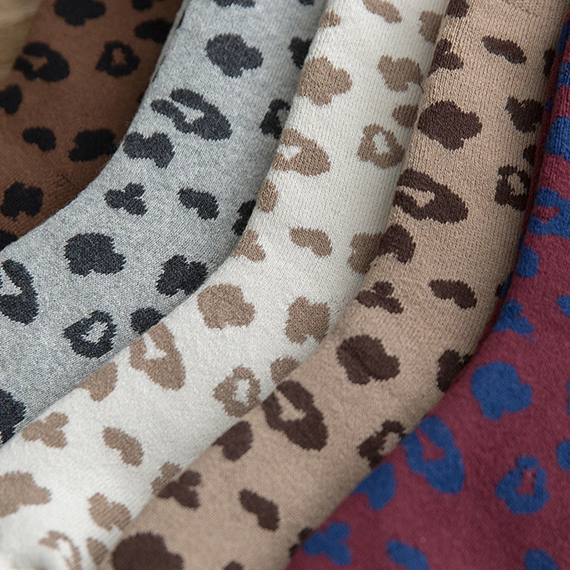 1Pair Spotted Leopard Print Women Socks Cotton Terry Tube Thickened Warm Socks Cotton Korean Japanese Style