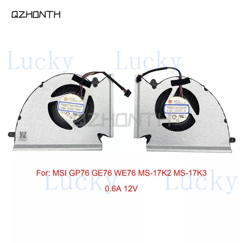 

f New For MSI GP76 GE76 WE76 MS-17K2 MS-17K3 CPU+GPU Cooling Fan PABD1A010SHR N452