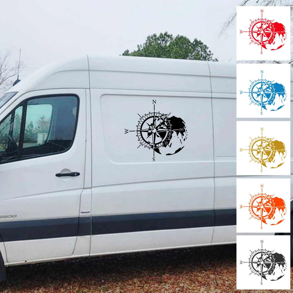 Car Stickers For Camper Van Horsebox Caravan RV Cargo Graphics Compass Styling Decoration Decals Cover Auto Tuning Accessories