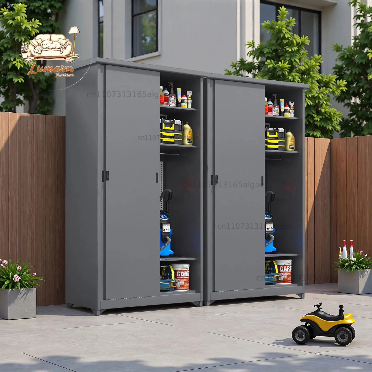 Outdoor courtyard storage cabinet, waterproof and sunproof balcony storage cabinet, multifunctional sliding door