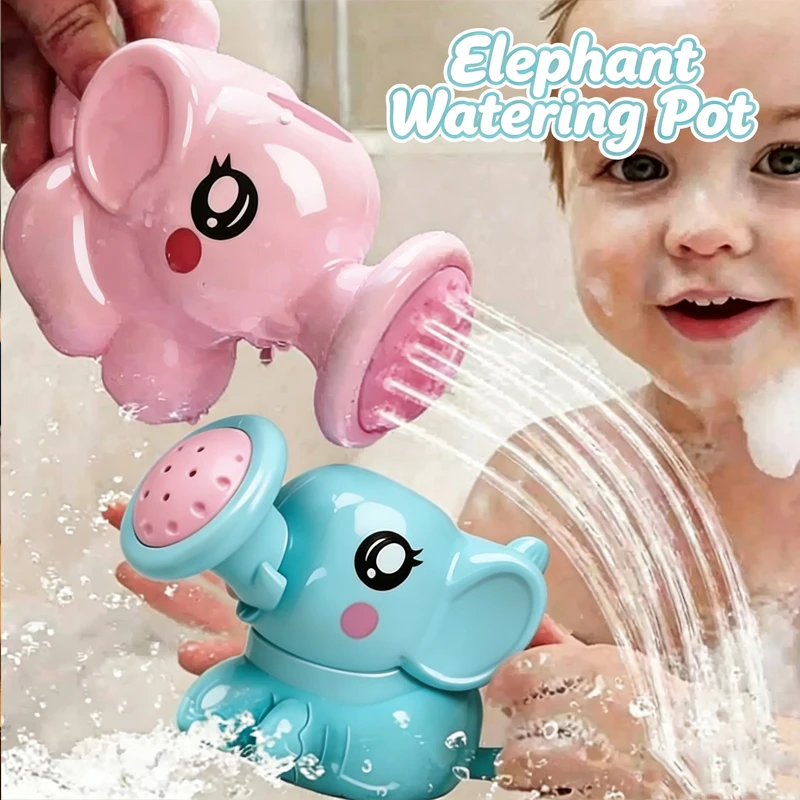 Cute Elephant Watering Can Bath Toy for Kids Portable Handheld Sprinkler Bathtub Play Toy Toddler Shower Water Play Bathroom Toy