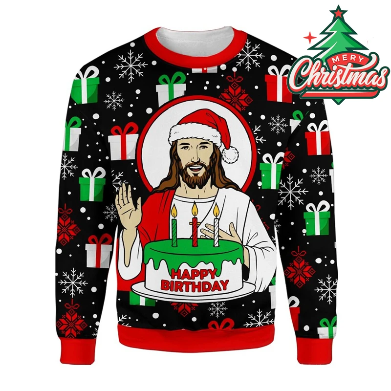 

Новинка, уродливый рождественский свитер с длинным рукавом, забавный рождественский пуловер с круглым вырезом для мужчин и женщин, удобная праздничная одежда, подарок