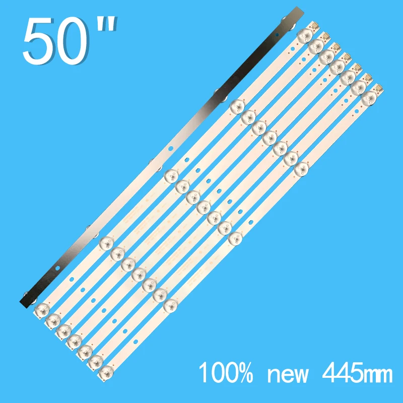 8 pcs/set 445MM LED Backlight strip para 50 POLEGADAS LE-8815A CC02500D445V05 500C 5S1P 4X10 1210 50A6 LE50U51A