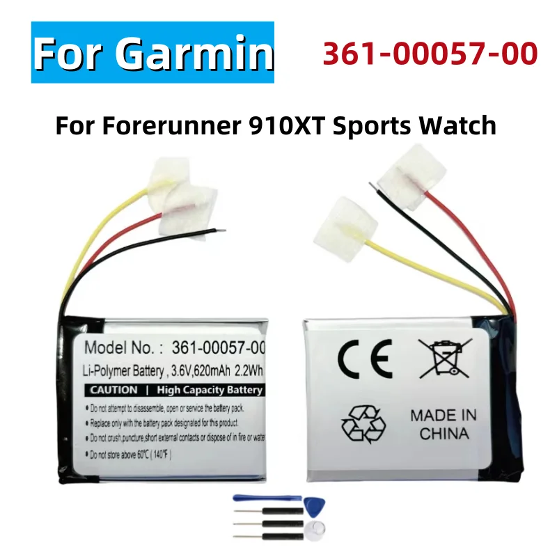 Batería de repuesto para reloj deportivo Garmin Forerunner, 361-00057-00, 910XT, 361-00057 + herramientas gratuitas