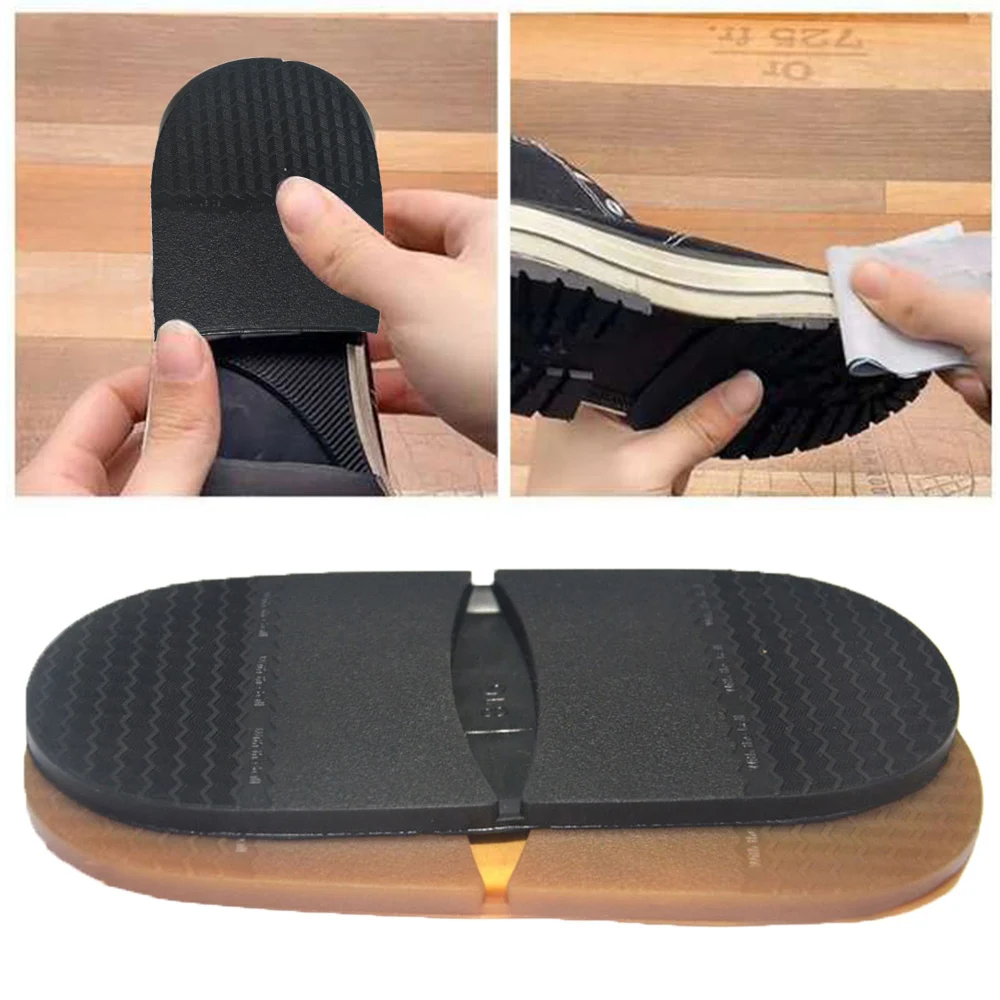 1 pasang aksesori sepatu perbaikan sol hak DIY, sol sepatu bantalan tahan aus anti-selip tahan lama ganti sol karet