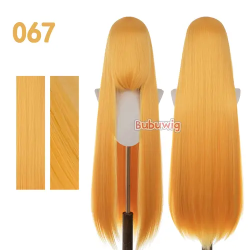 Bubuwig Synthetic Hair 100cm Long Straight Pure Color Cosplay Wigs Over 100 Colors Black White Red Blue Brown Wig Heat Resistant - Image 53
