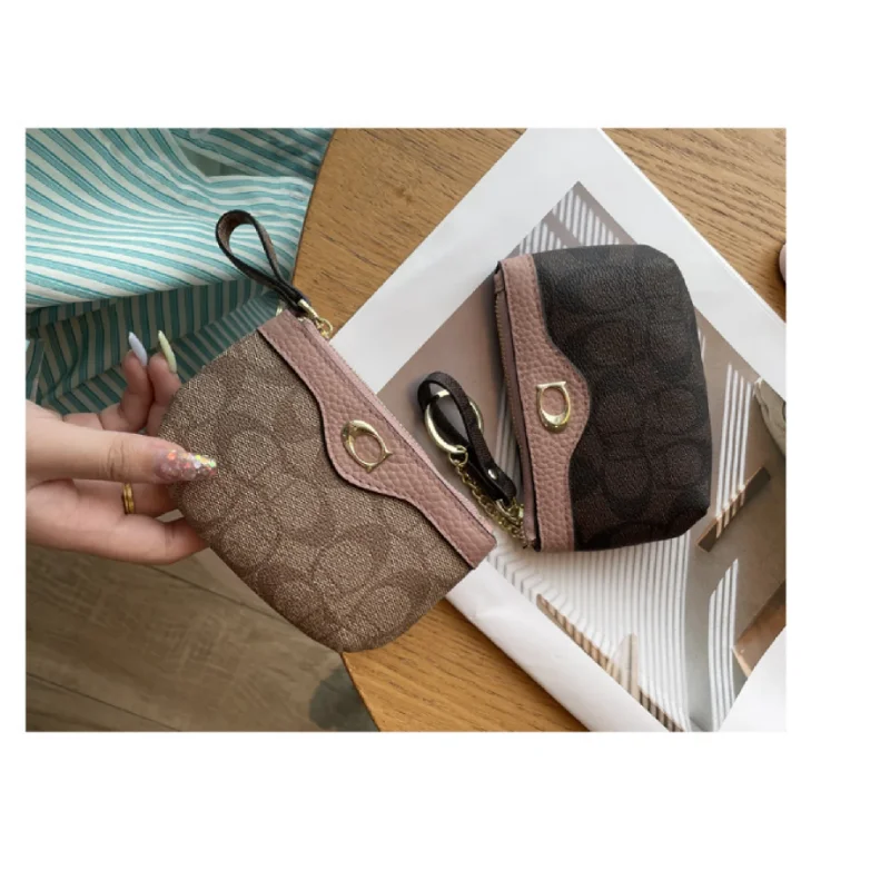 2026 New Classic Old Flower Leather Wallet Women Mini Card Bag Coin Purse Change Storage Bag Luxury Designer Shoulder Bag Daily
