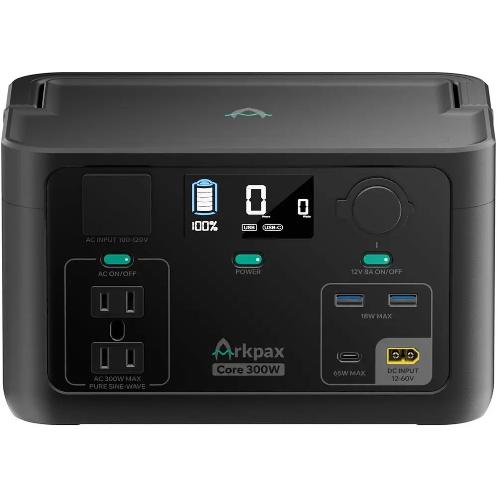 Portable 300W Power Station, 600W Peak, 192Wh LiFePO4 Battery, 120V AC Outlet for Emergency, Camping, Outdoors