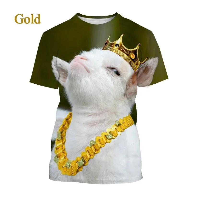 2024 New Funny Animal Goat Men\'s T-shirts Women\'s 3D Printing T-shirt Casual Round Neck Short-sleeved Street Style T-shirt Tops