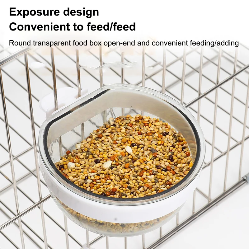Detachable Transparent Plastic Bird Feeding Bowl Hanging Water Food Cup For Parrot Cage Pet Supplies