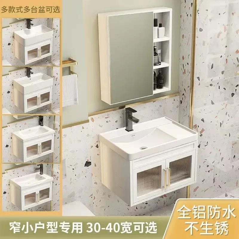 

Bathroom Vanity Ceramic Sink Combo White Small Side Cabinet with Two Doors Turquoise Square Tempered large Vessel Sink Bathroom