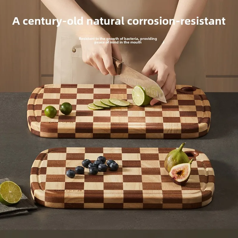 

Chessboard ebony solid wood cutting board, household kitchen antibacterial chopping board