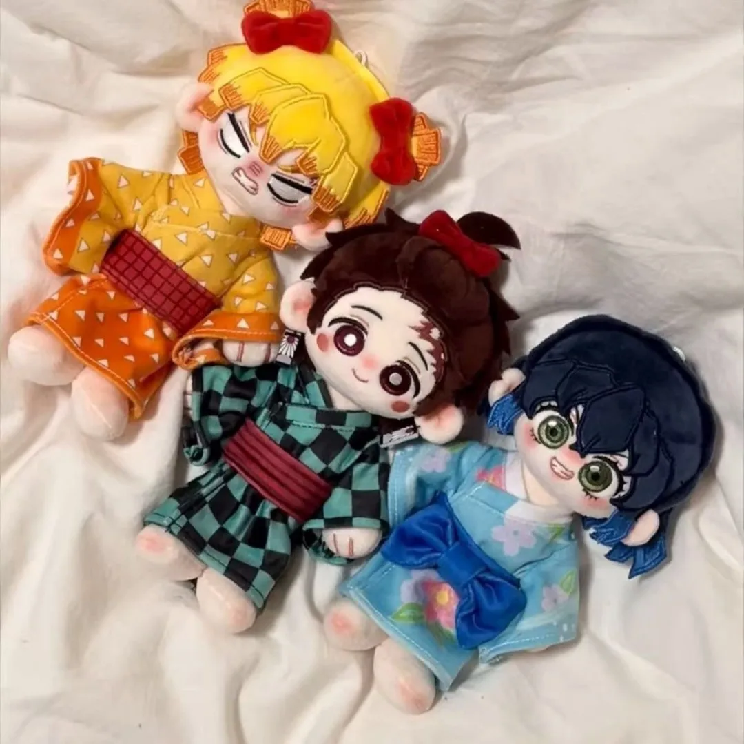 

15cm Kimetsu No Yaiba Plush Doll with Clothes Birthday Kamado Tanjiro Stuffed Toy Holiday Gift Agatsuma Zenitsu Plusie Doll