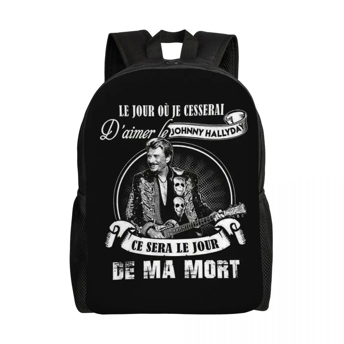 

Custom Johnny Hallyday French Singer Backpack Men Women Basic Bookbag for College School Heavy Metal Rock Bags