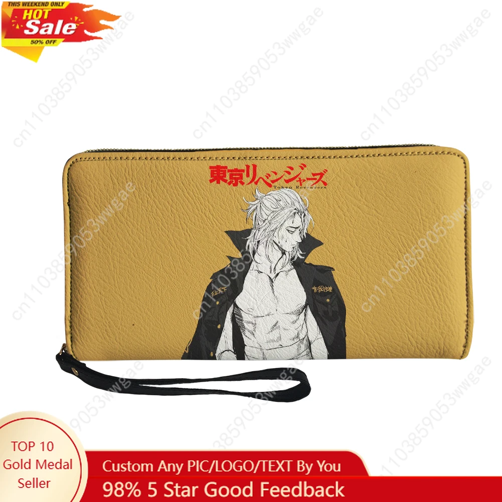 

Tokyo Revengers Wallet Purse Man Women Zipper Long Wallet Double Print Commuter Anime Customized Photo Portable Wallet Gift Bag