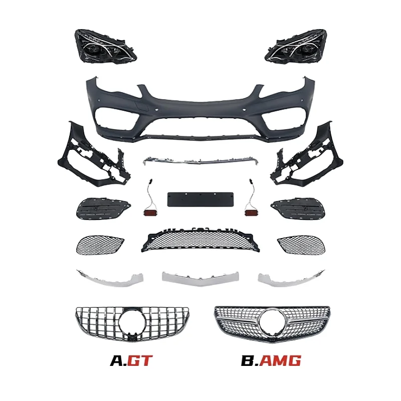 FOR Mercedes-Benz E200 Coupe W207 For AMG Front/Rear Bumpers Side Skirts Body Kit Upgrade Parts Park Assist Sensor Cut-Outs