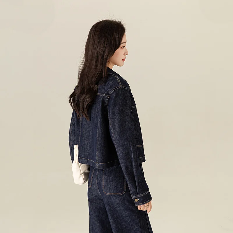 Blue Denim Jacket for Women Small 2025 Autumn New Retro Temperament Casual Jacket Short Top