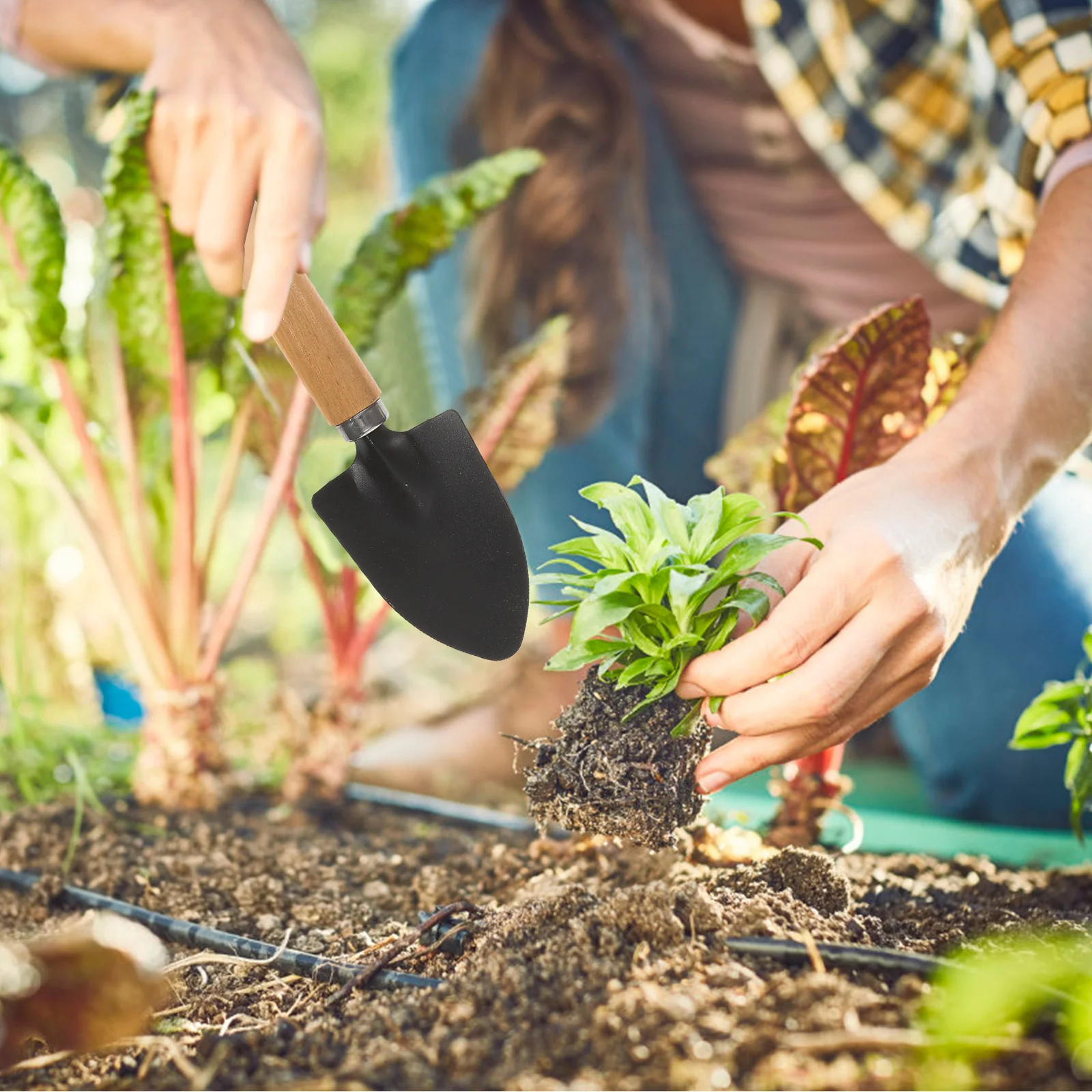 Mini set da giardino con cazzuola pala rastrello 3 pezzi piccoli utensili manuali per piantare giardinaggio interno esterno attrezzi da giardino leggeri