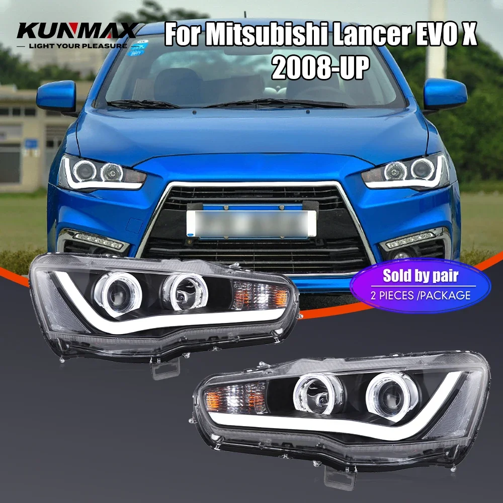 2Pcs LED Car Headlight Assembly For Mitsubishi Lancer EVO X 2008-UP Front Head Lamp DRL Turning Signal Headlights Plug and Play