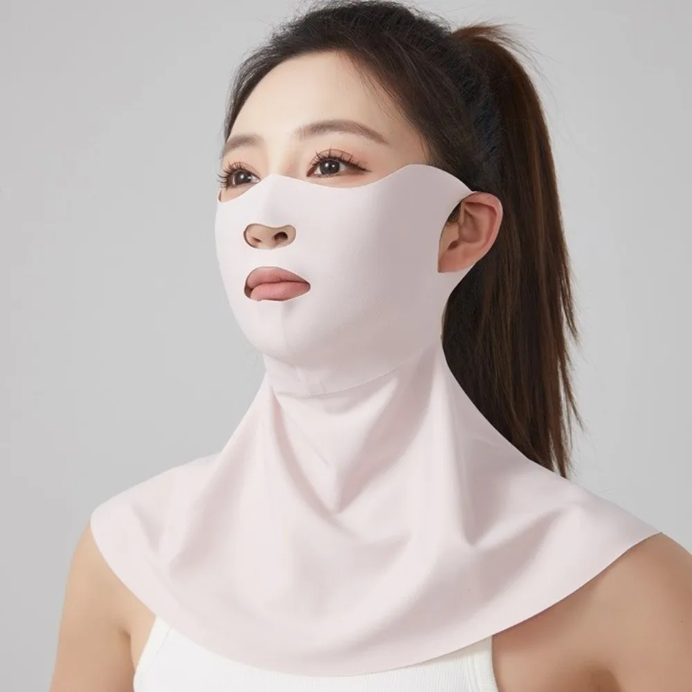 Ice Silk Sun Protection Face Mask Seamless AB Side Summer Sun Protection Face Mask Adjustable UV Protection One-piece Neck Brace
