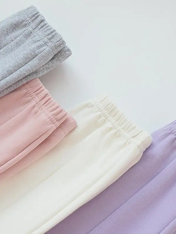 女の子用ミッドシルク純綿ハイウエスト伸縮性ロングパンツ秋の新作おしゃれで多用途な子供用ズボン