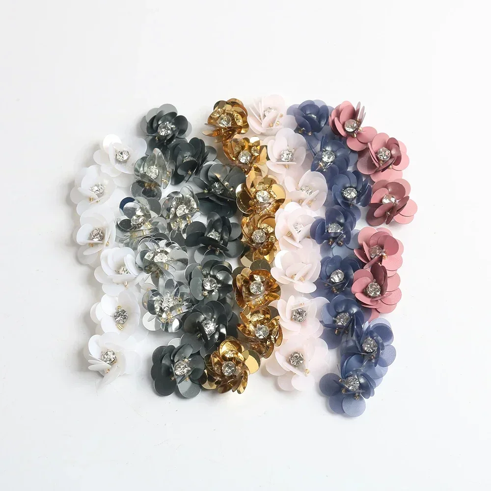 Crystal Sequin Flowers Handmade Sew on Patches for Shoes Bags Garment Accessories, Craft Making