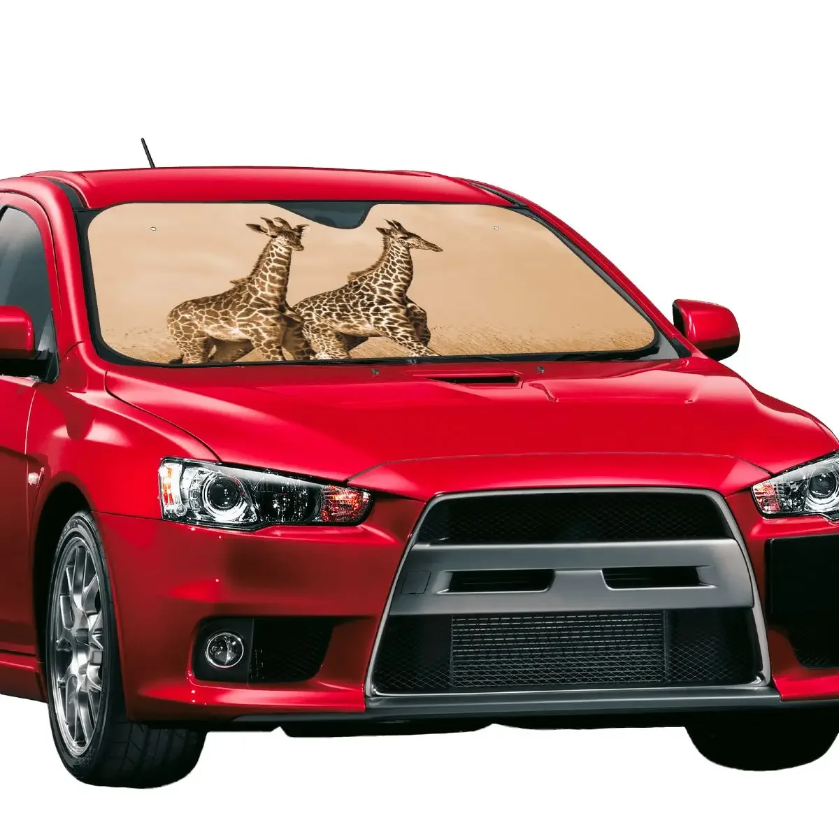 اثنين من الزرافة مضحك الزجاج الأمامي ظلة 70x130 سنتيمتر الحيوانات الألومنيوم احباط الشمس قناع الجليد درع حماية الغبار