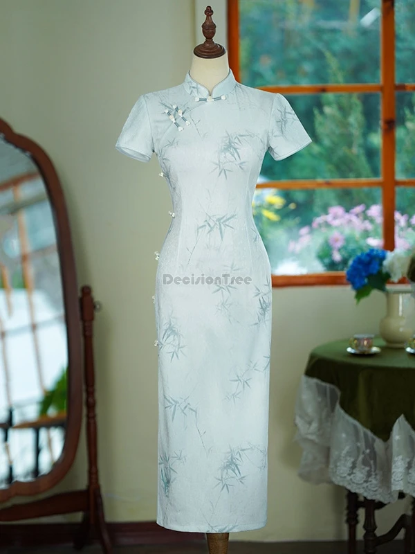 2025-nuovo-stile-tradizionale-cinese-stampato-cheongsam-da-donna-estivo-stile-antico-colletto-alla-coreana-manica-corta-dimagrante-elegante-qipao