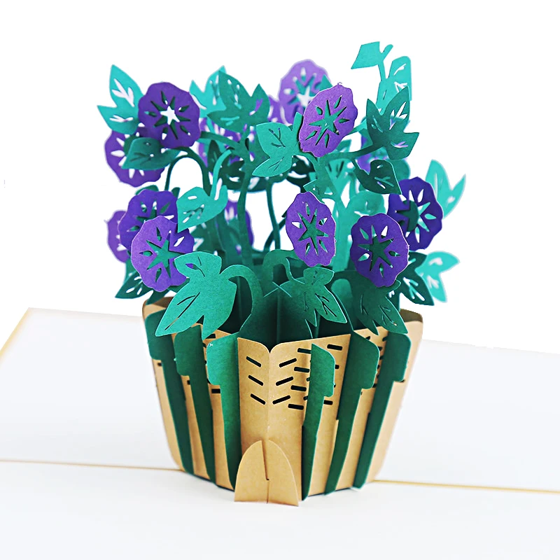 3D Purple Morning Glory Greeting Card, Thank you Card, Mother's Day, Condolence Card, Thinking of You, Get Well Card, Gift