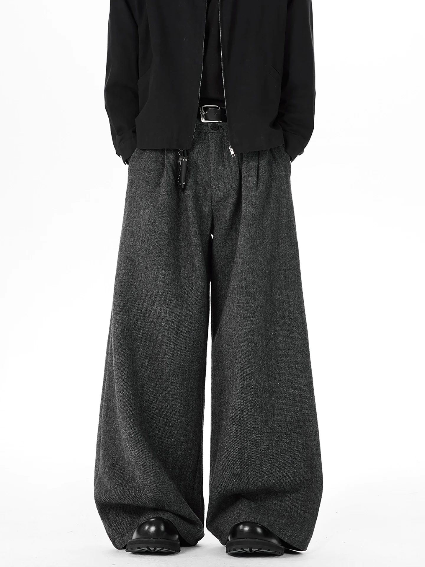 

Boyue Double Waist Texture Linen Feel Wide Leg Casual Pants ex Drapey High Street Sle Comfortable Faionable Trousers