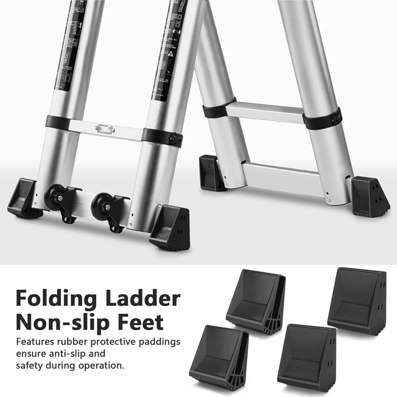 Ladder Feet Pack Of 4 Rubber Ladder Feet Non-Slip Ladder Foot Cover Stepladder Replacement Parts For Ladders Telescopic