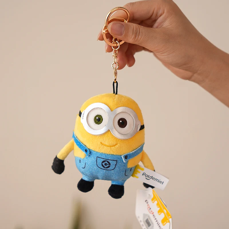 حقير لي Peluche أفخم التوابع أفخم دمية بوب ستيوارت في الجينز محشوة حقيبة الشنق تيم الدب العميل بلوشيز سلاسل المفاتيح