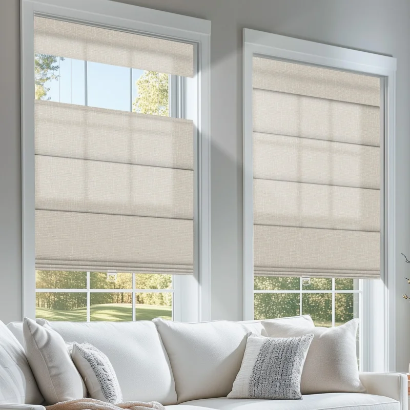 Luxury Linen Fabric Multi-color Adjusting Light Inside Mount Manual Cordless Top Down Bottom Up Roman Blinds For Home Decor