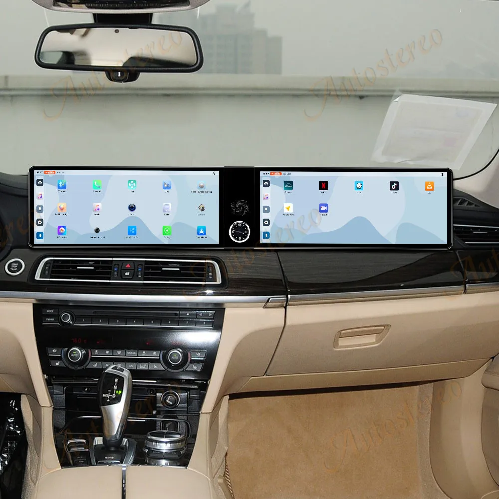 Dual Screen Android14 ID9 Car Radio Carplay Screen For BMW 7 Series F01 F02 F03 Multimedia Player GPS Navigation Head Unit